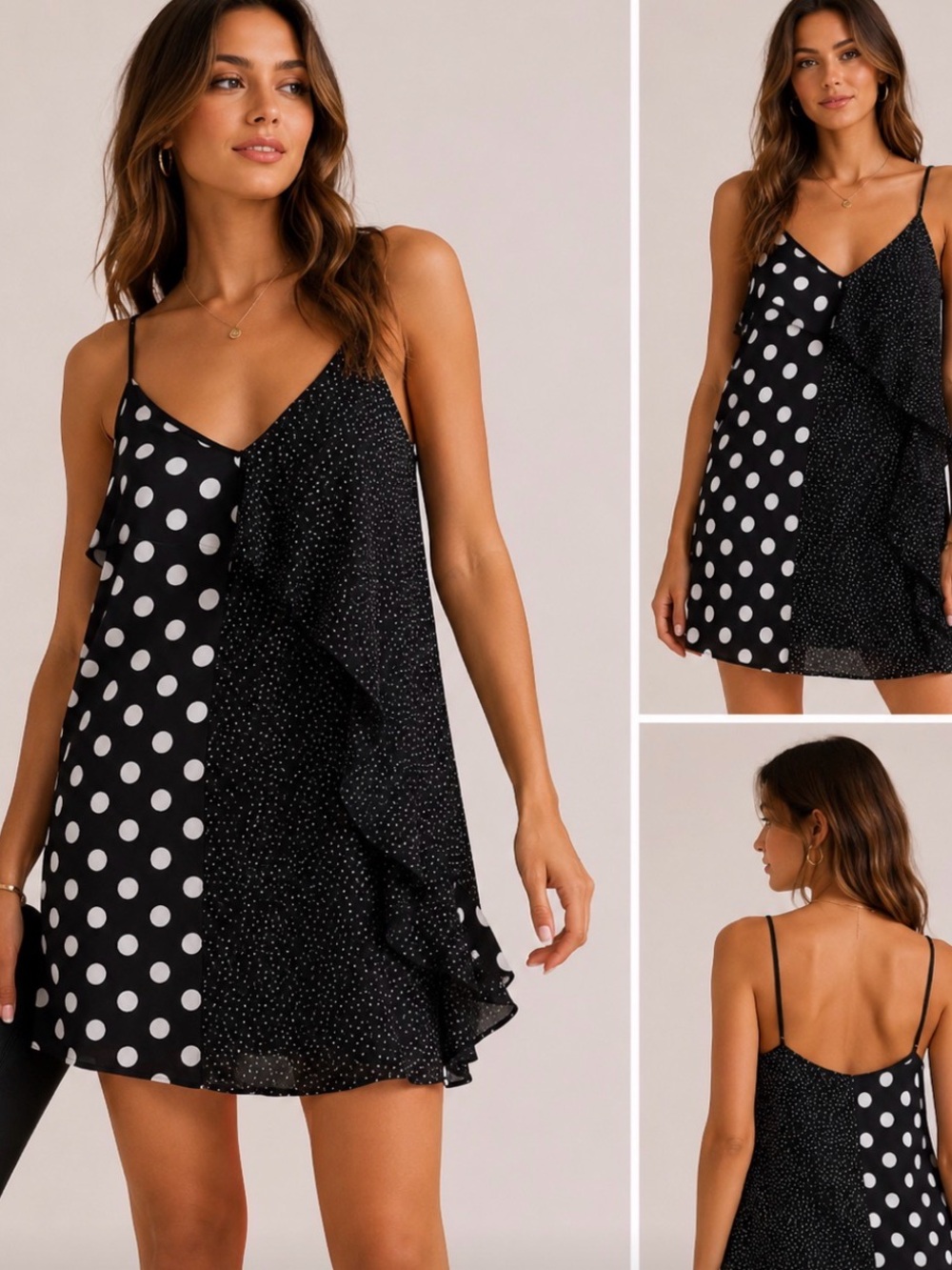 Alpha & Omega Mixed Polka Dot Slip Dress | Size Large | Bloomingdale's